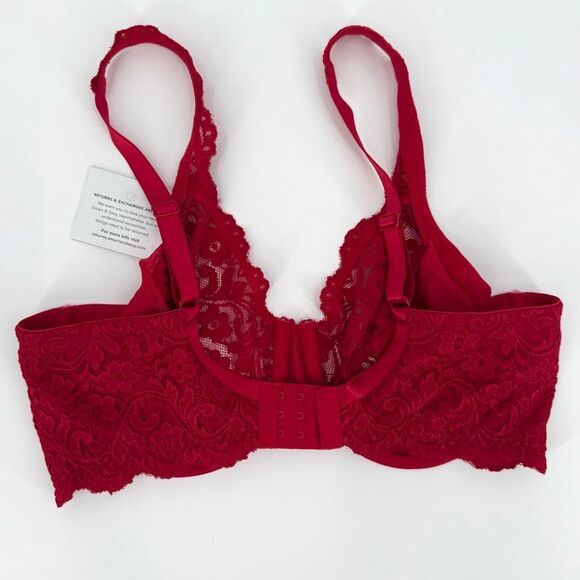 Smart & Sexy Signature Lace Unlined Underwire Bra Floral Red Women 38D New - Picture 2 of 9
